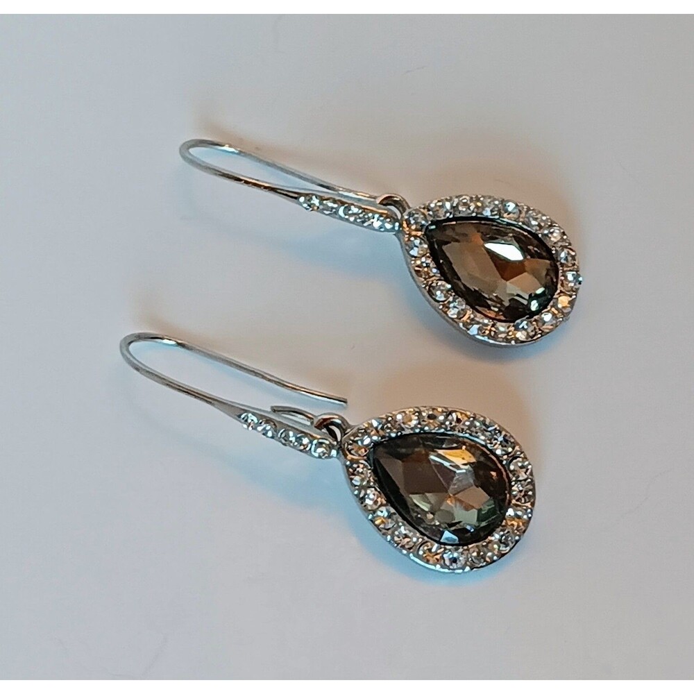 Crystal Halo Teardrop 2 in Dangle Sparkly Earrings
